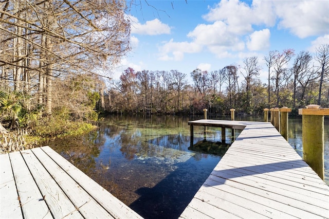 view of dock featuring a water view