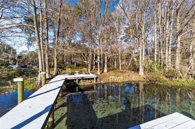 view of dock featuring a water view