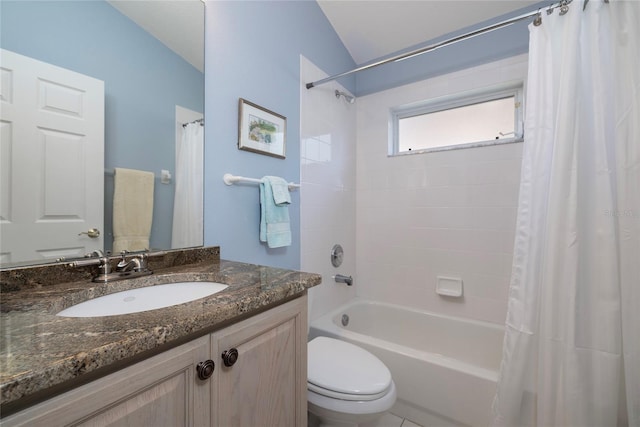 full bathroom featuring vanity, toilet, and shower / bath combo