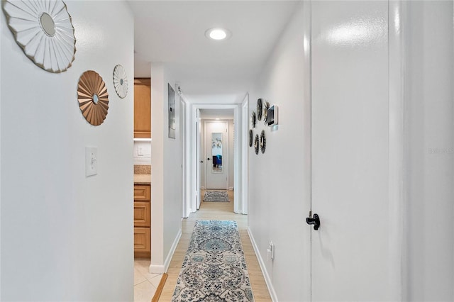 hallway featuring light wood-type flooring