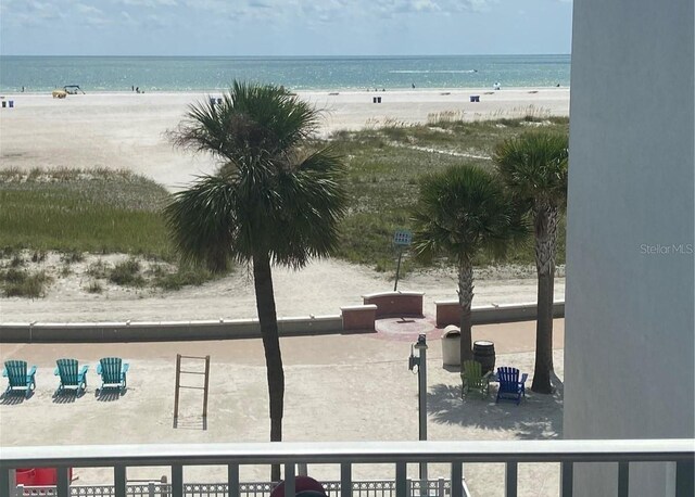 property view of water with a beach view