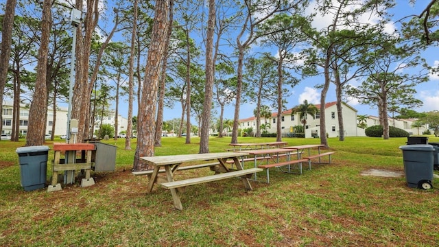 view of home's community with a residential view and a lawn