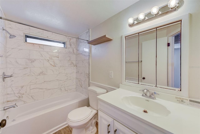 full bathroom featuring vanity, toilet, and shower / bathtub combination