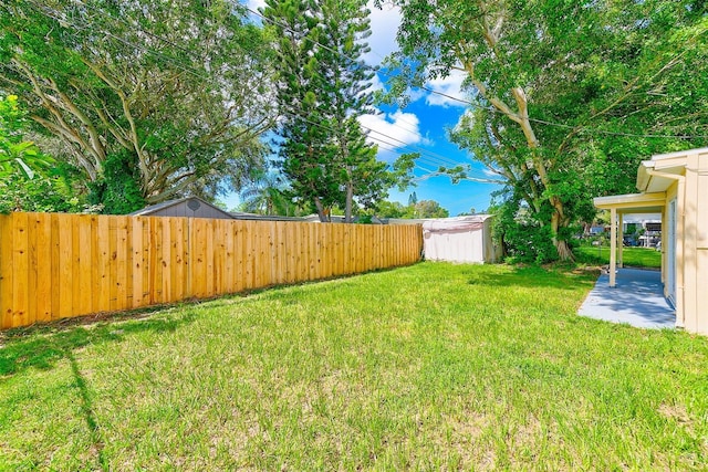 view of yard featuring a fenced backyard