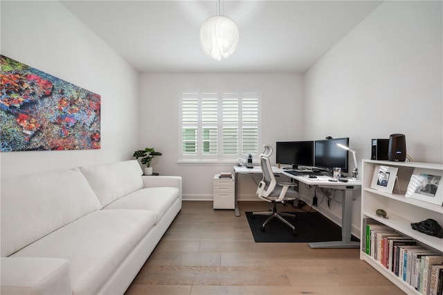 office area featuring hardwood / wood-style flooring