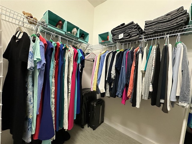 spacious closet with carpet flooring