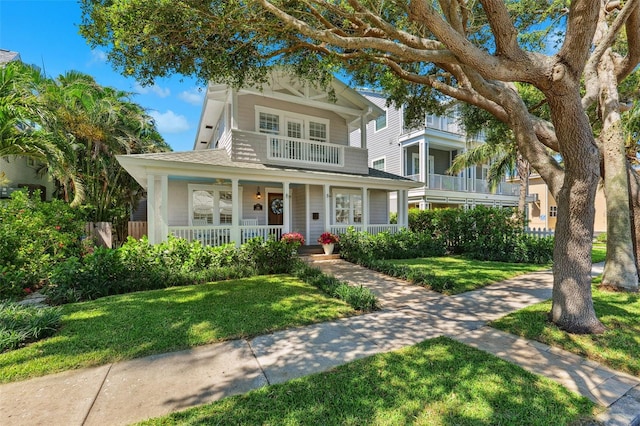 106 19th Ave, St Pete Beach, FL 33706 - view of front facade with a porch and a front lawn