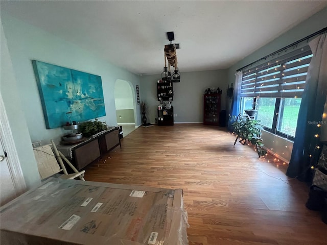 dining space featuring hardwood / wood-style floors