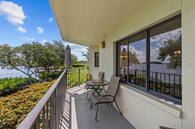 balcony with a water view