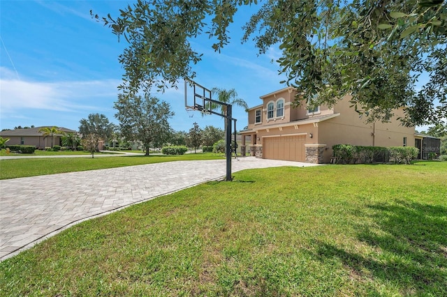 exterior space with a garage