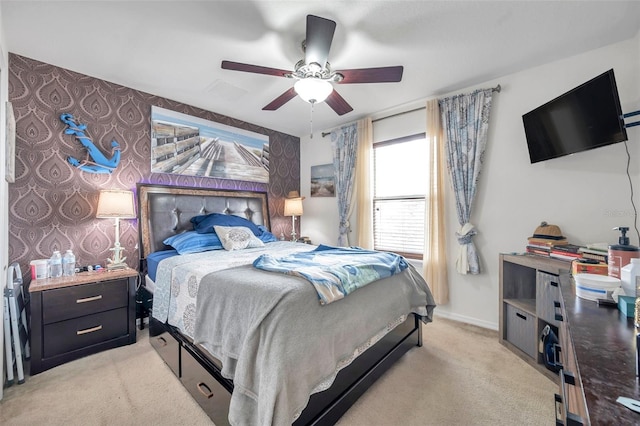 116 Caladium Ct, Bradenton, FL 34212 - bedroom with light colored carpet, a ceiling fan, and baseboards