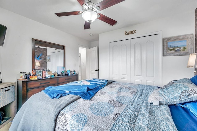 116 Caladium Ct, Bradenton, FL 34212 - bedroom featuring a closet and ceiling fan