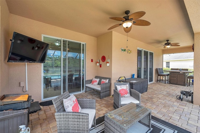 116 Caladium Ct, Bradenton, FL 34212 - view of patio featuring an outdoor hangout area and a ceiling fan