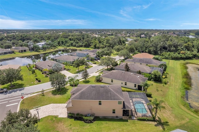 bird's eye view featuring a water view