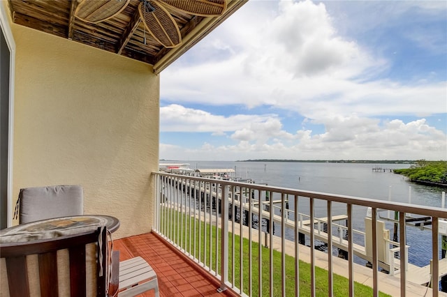 balcony with a water view