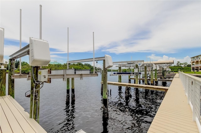 view of dock featuring a water view