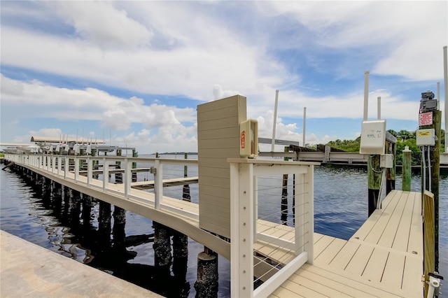 dock area featuring a water view