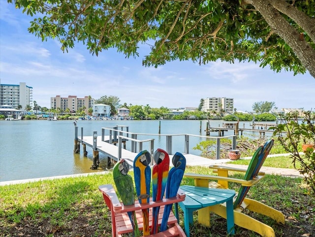 view of dock featuring a water view