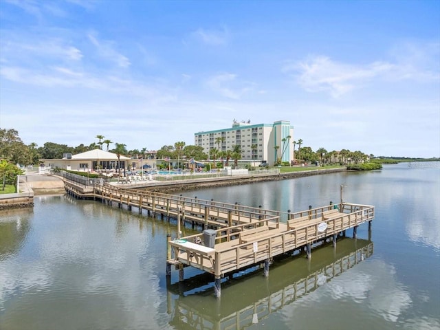 dock area featuring a water view