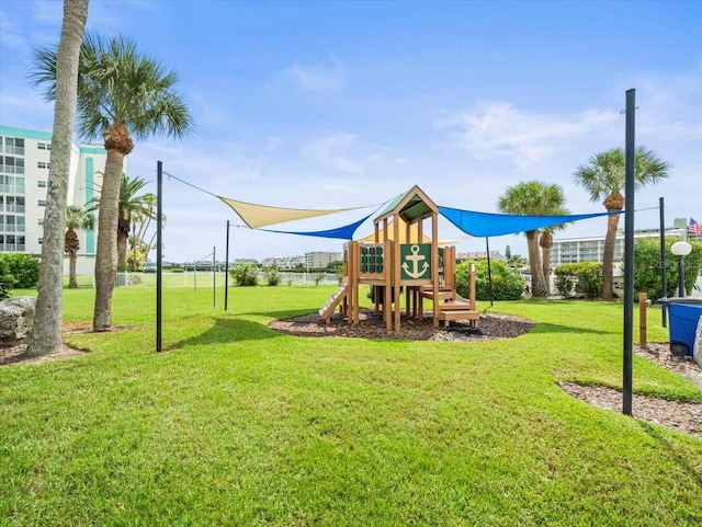 view of playground with a yard