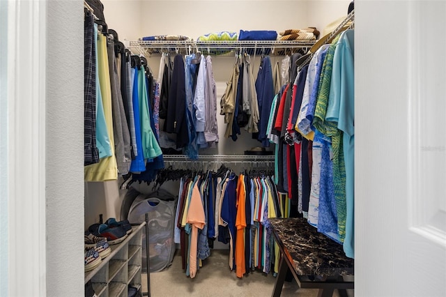 walk in closet featuring carpet floors