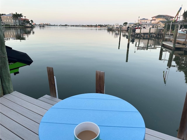 view of dock featuring a water view