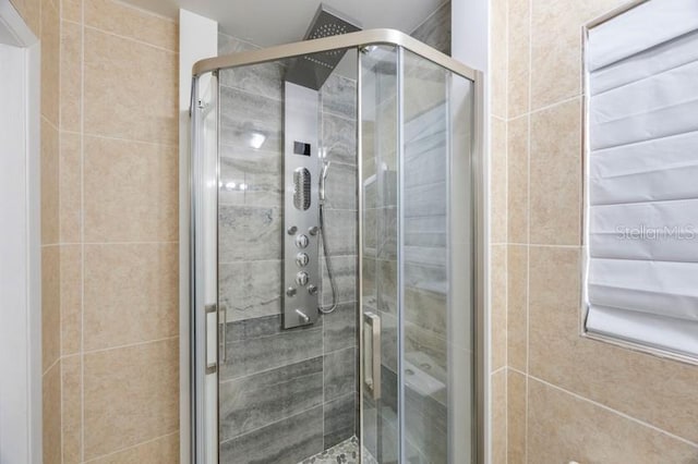 bathroom featuring walk in shower