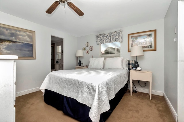 bedroom featuring carpet flooring and ceiling fan