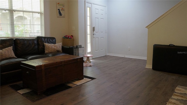 living room with hardwood / wood-style flooring