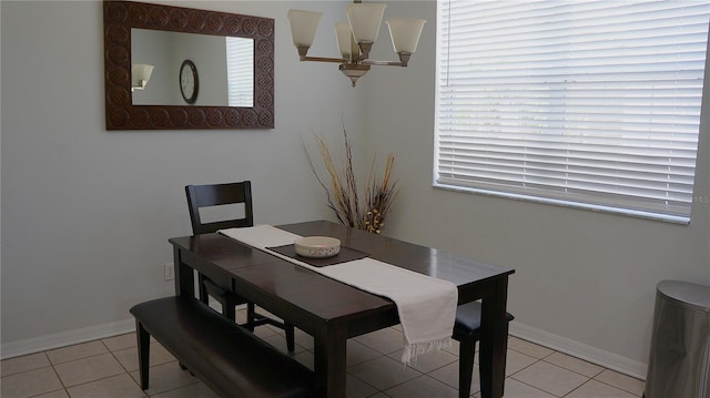 dining space featuring a healthy amount of sunlight and light tile patterned flooring