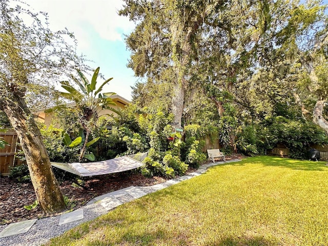 view of yard featuring fence