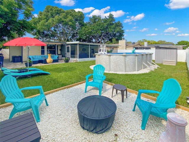 view of patio with a sunroom