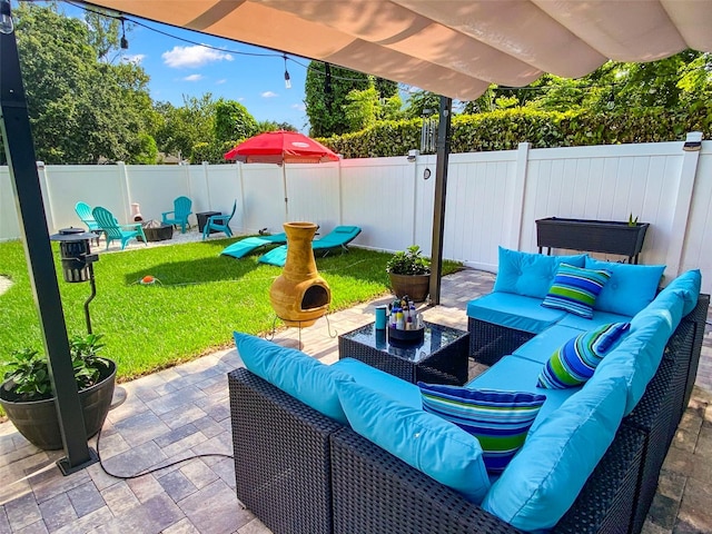 view of patio / terrace with an outdoor living space