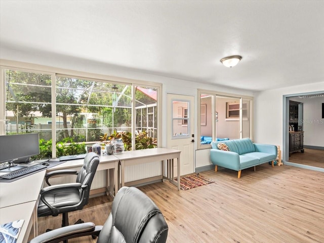 office featuring plenty of natural light and light hardwood / wood-style floors