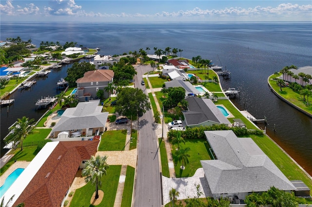 bird's eye view featuring a water view