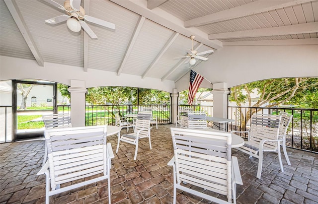 view of patio / terrace featuring ceiling fan