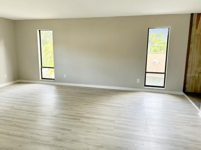 spare room with light hardwood / wood-style floors and a healthy amount of sunlight