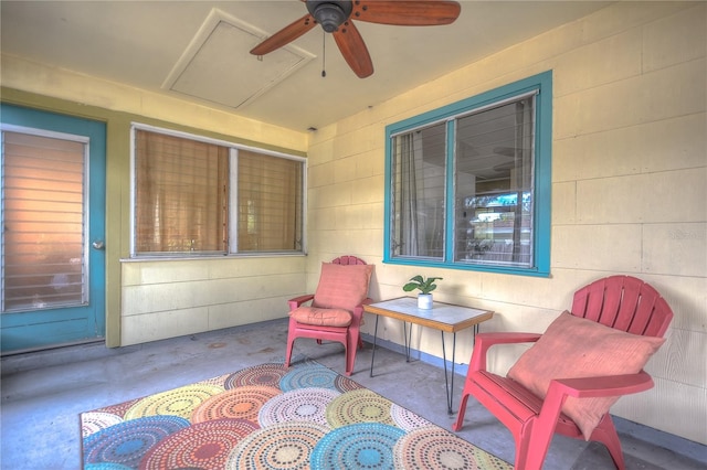 view of patio / terrace featuring ceiling fan