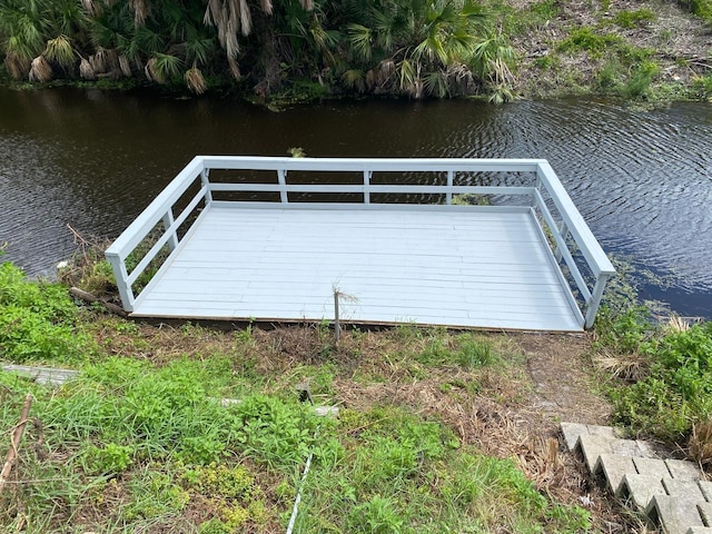 view of dock featuring a water view