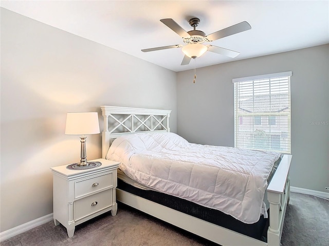 bedroom with carpet floors and ceiling fan