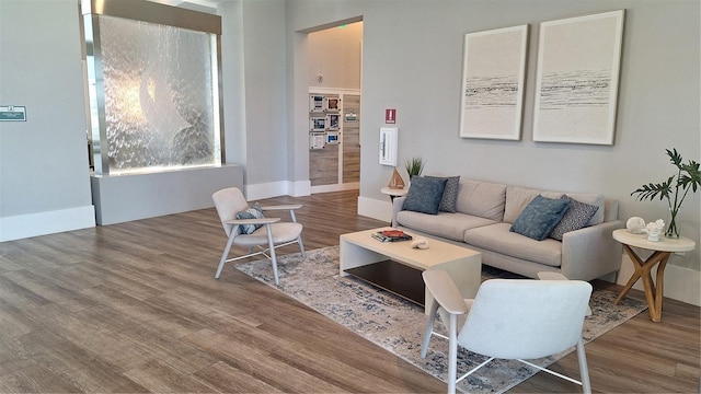 living area with wood finished floors