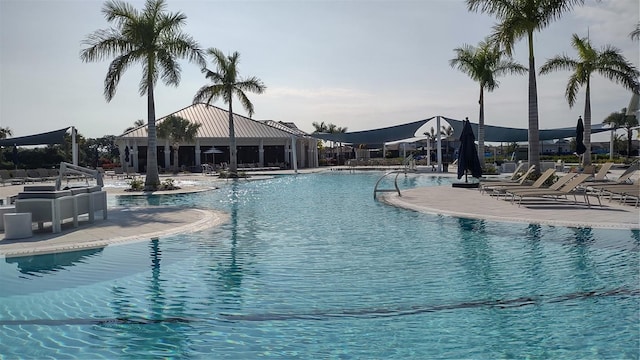 pool featuring a patio area