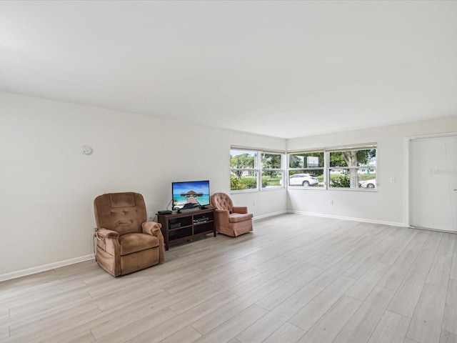 sitting room with light wood-type flooring