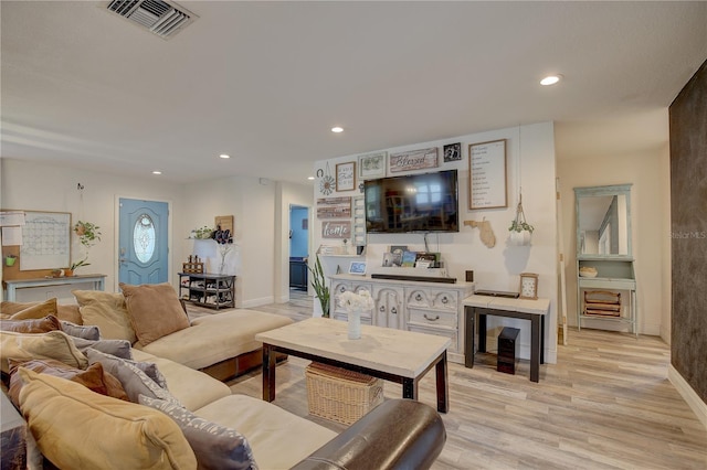 living room featuring light wood-type flooring