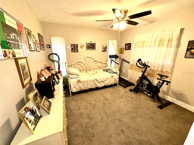 bedroom with carpet and ceiling fan