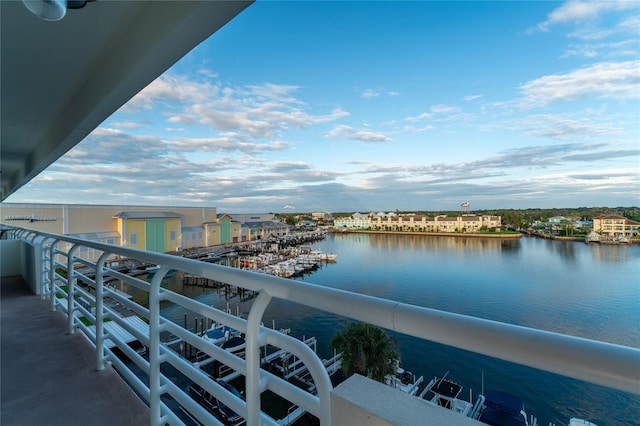 balcony with a water view