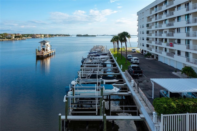 exterior space featuring a water view