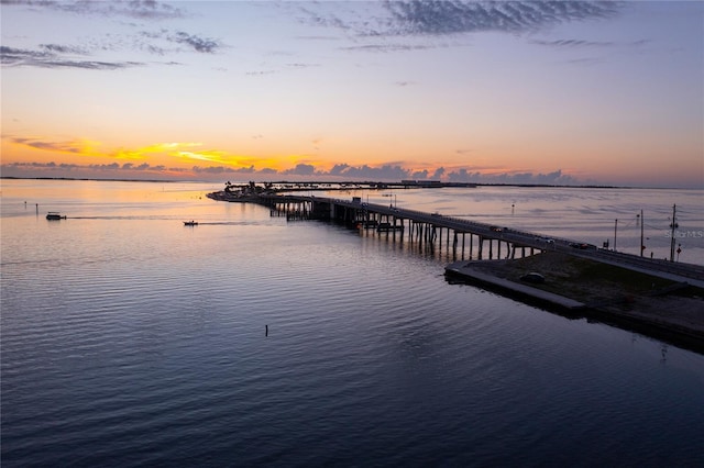 view of dock featuring a water view