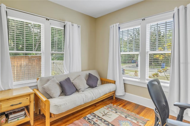 office space with hardwood / wood-style flooring and plenty of natural light