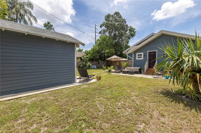 view of yard with a patio and an outdoor hangout area